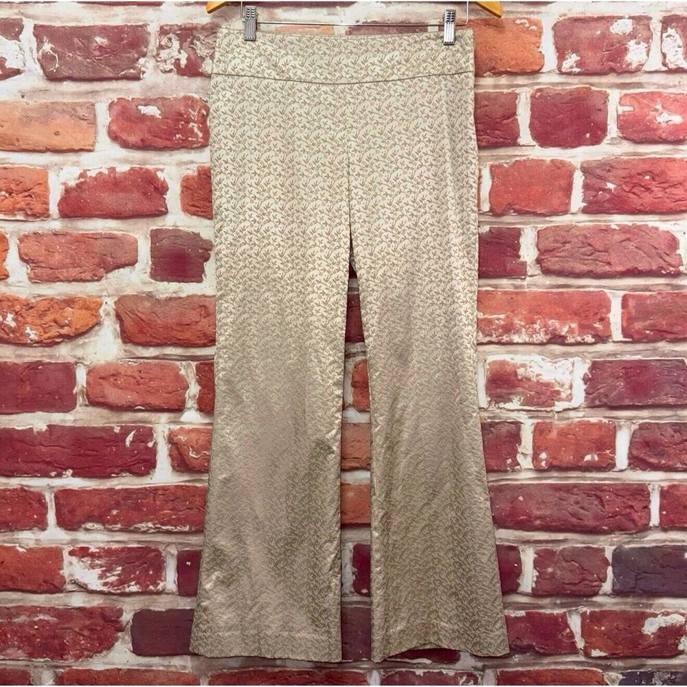 Vintage Harolds Pants Women's Size 4 Cream Jacquard Floral Leaf Bootcut Trousers